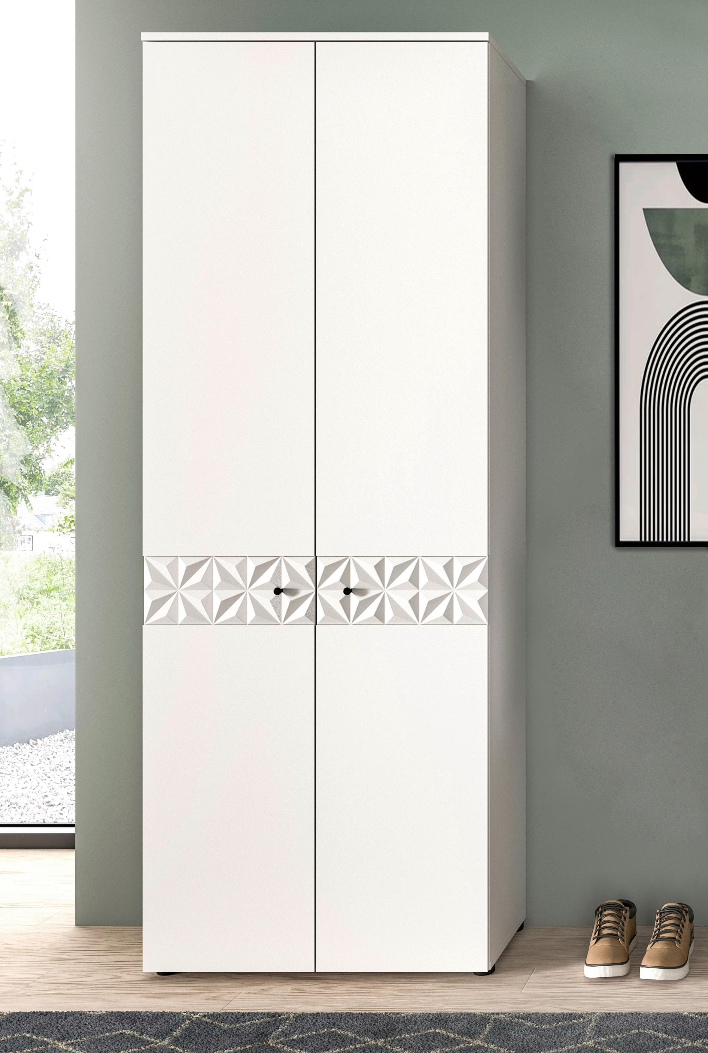 Garderobenschrank Prisma Weiß Metall MID.YOU Möbel > Schränke > Garderobenschrank Weiß