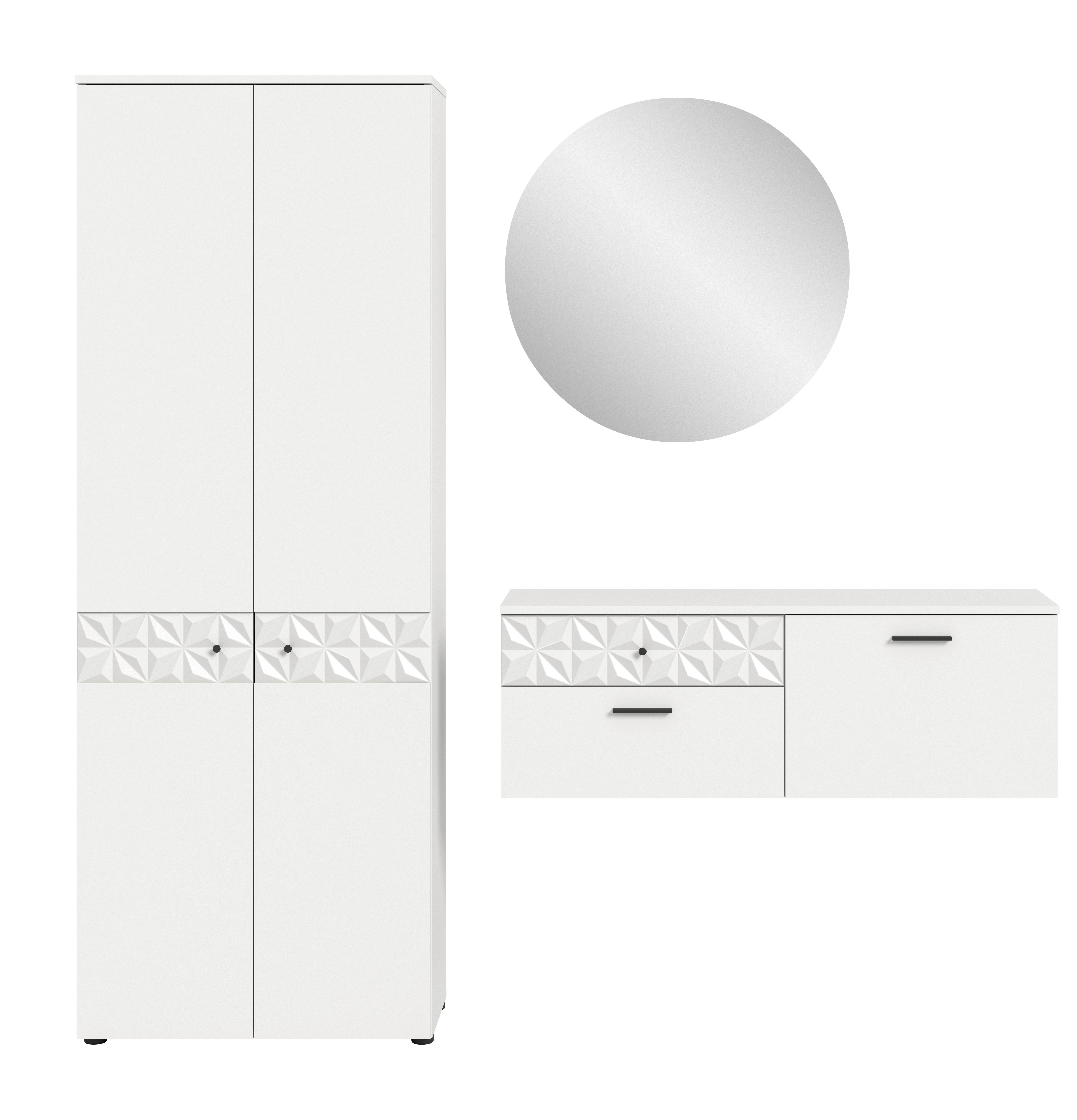 Wohnli Möbelsuche - Garderobe Prisma 3-tlg. Weiß