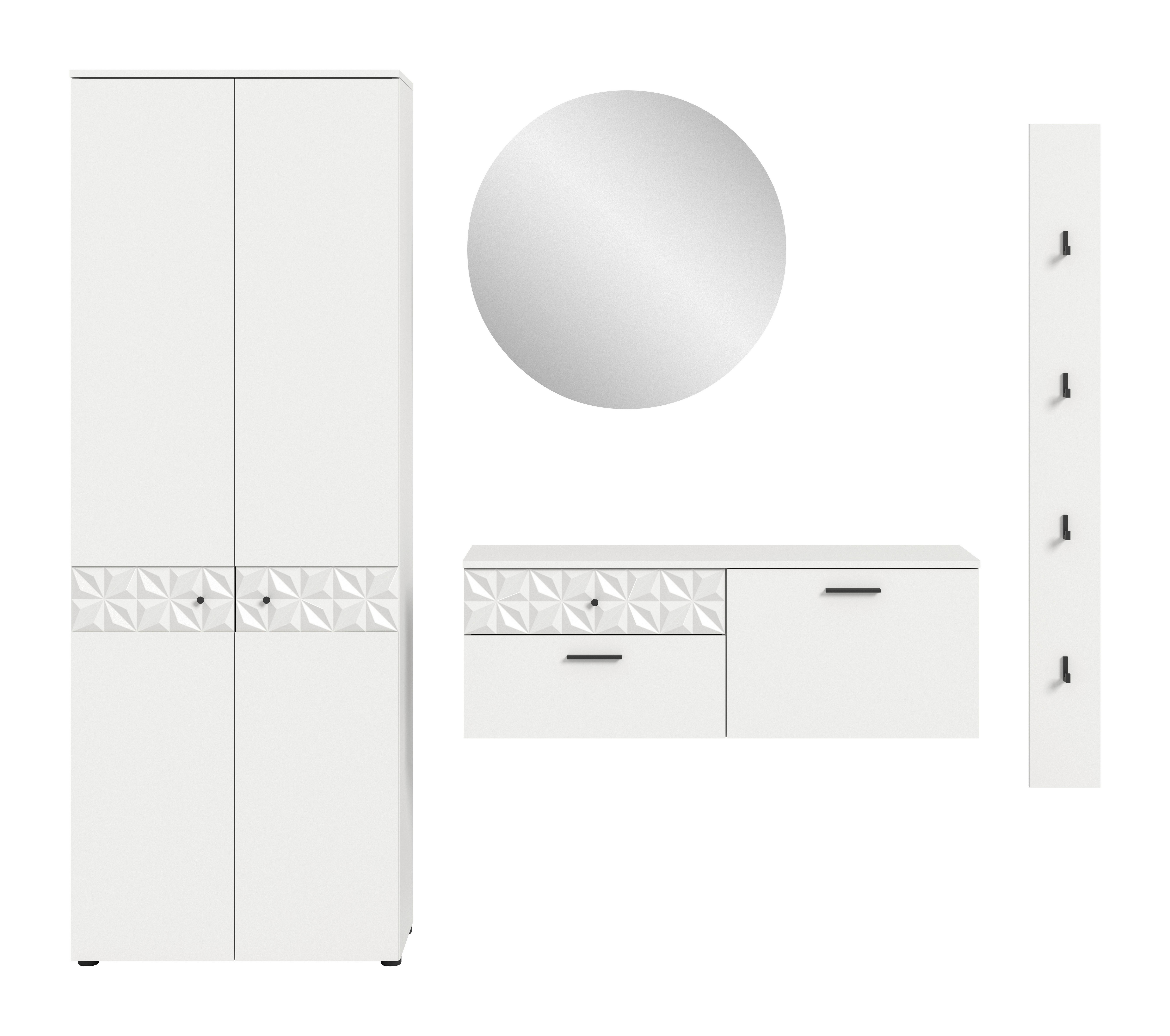 Wohnli Möbelsuche - Garderobe Prisma 4-tlg. Weiß