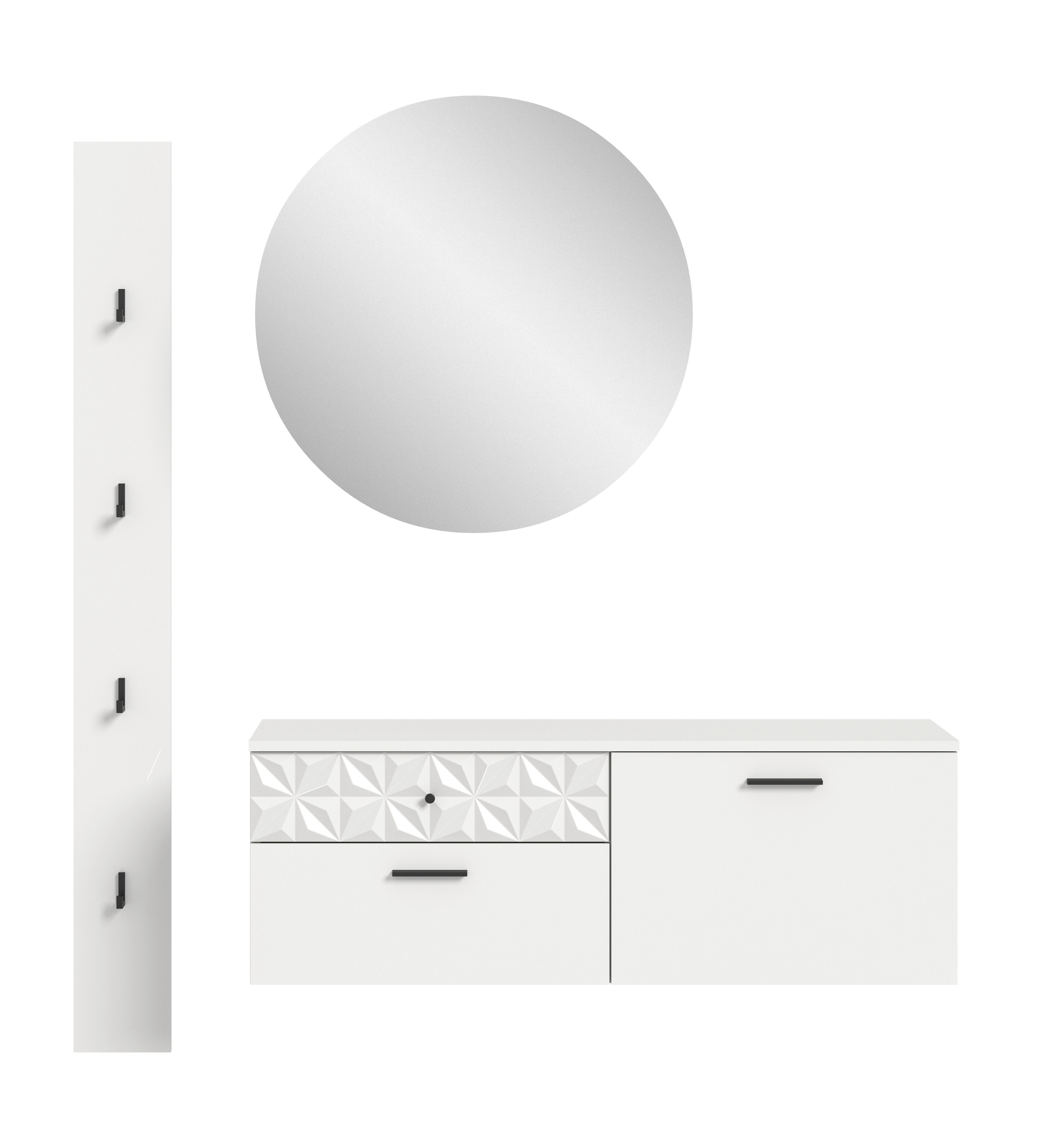 Wohnli Möbelsuche - Garderobe Prisma 3-tlg. Weiß PRISMA