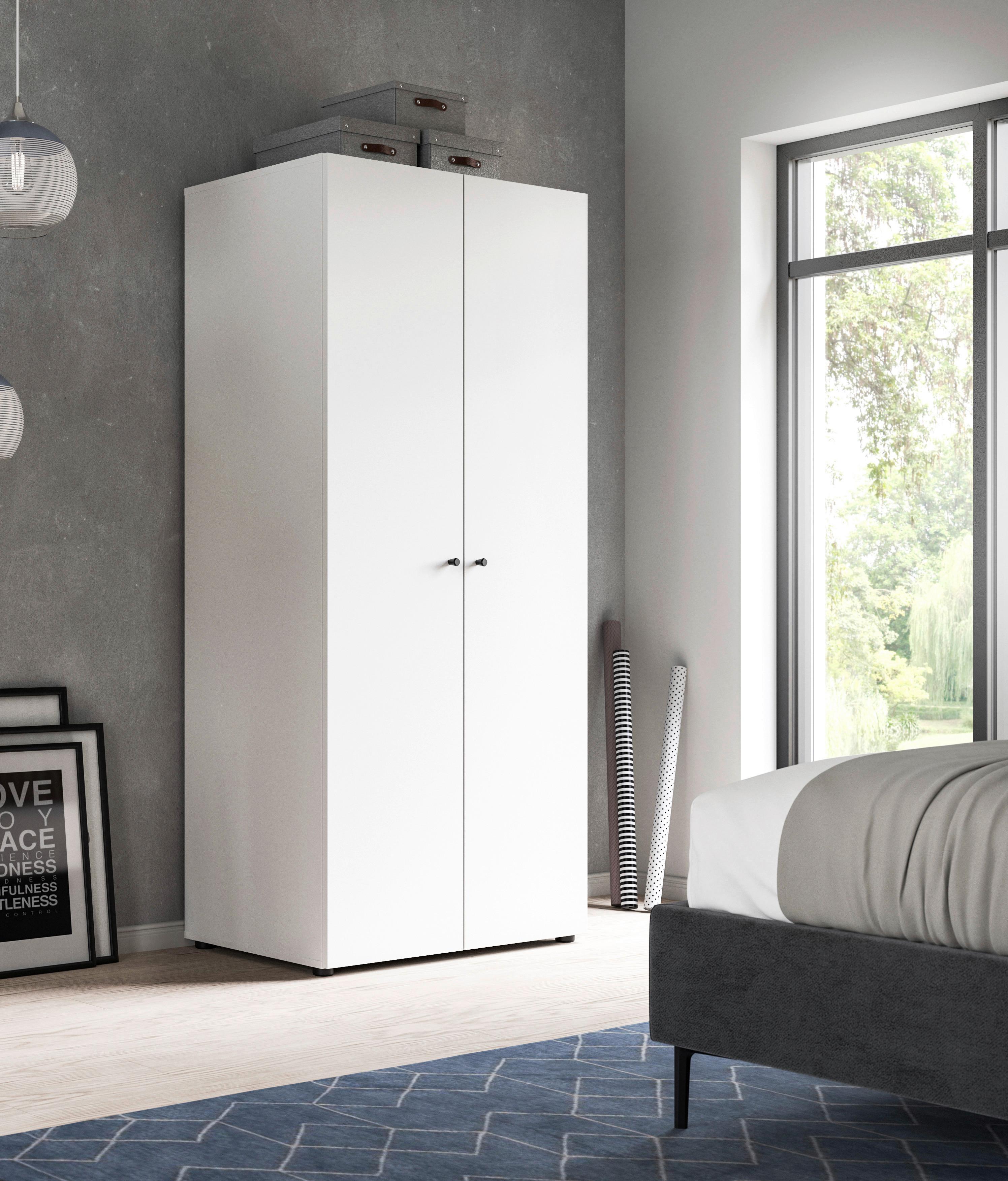 Drehtürenschrank DARWIN ca. 80x176x51cm Weiß Holzwerkstoff MID.YOU Möbel > Schränke > Kleiderschränke > Drehtürenschränke Weiß