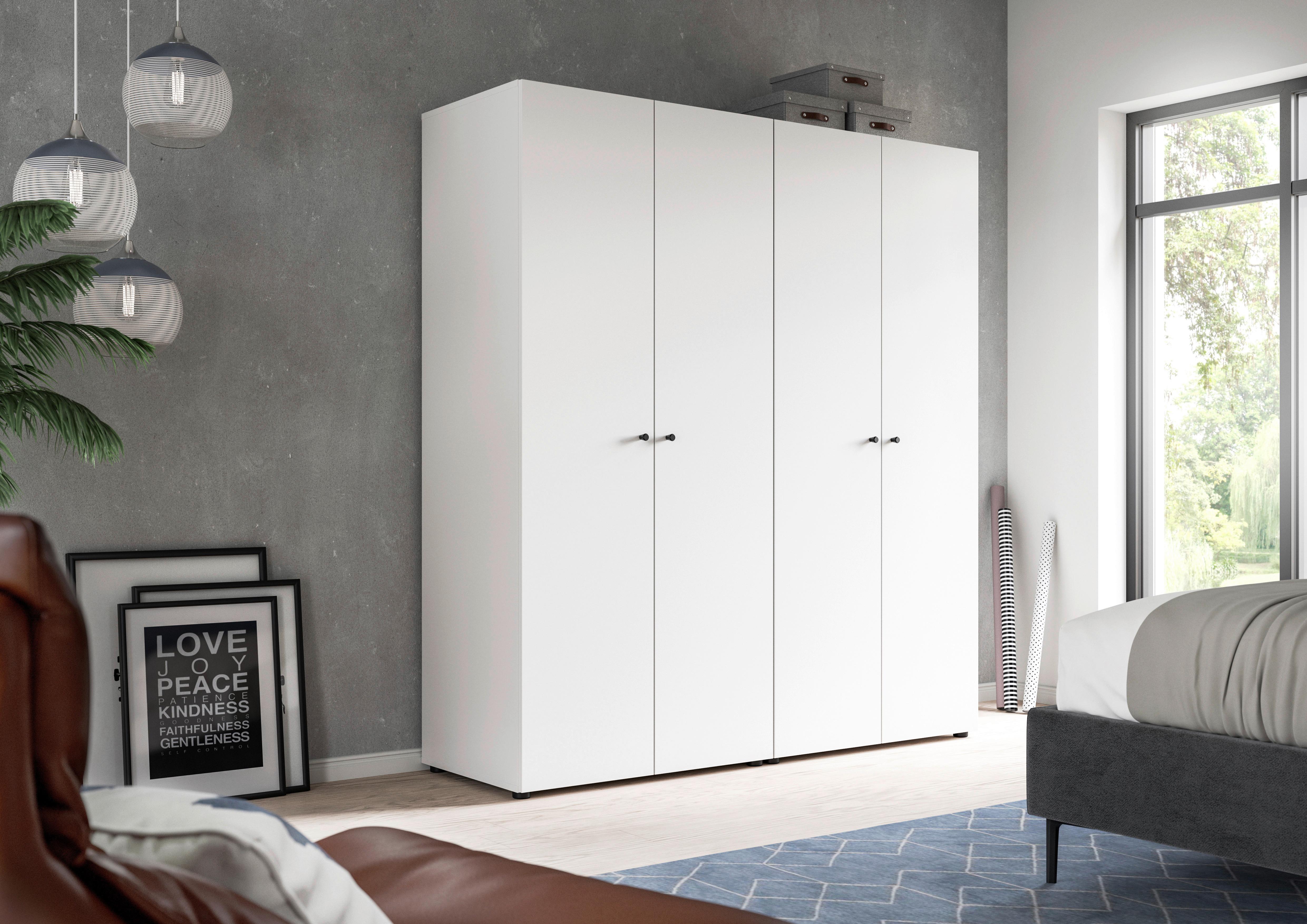 Drehtürenschrank DARWIN ca.160x176x51cm Weiß Holzwerkstoff MID.YOU Möbel > Schränke > Kleiderschränke > Drehtürenschränke Weiß