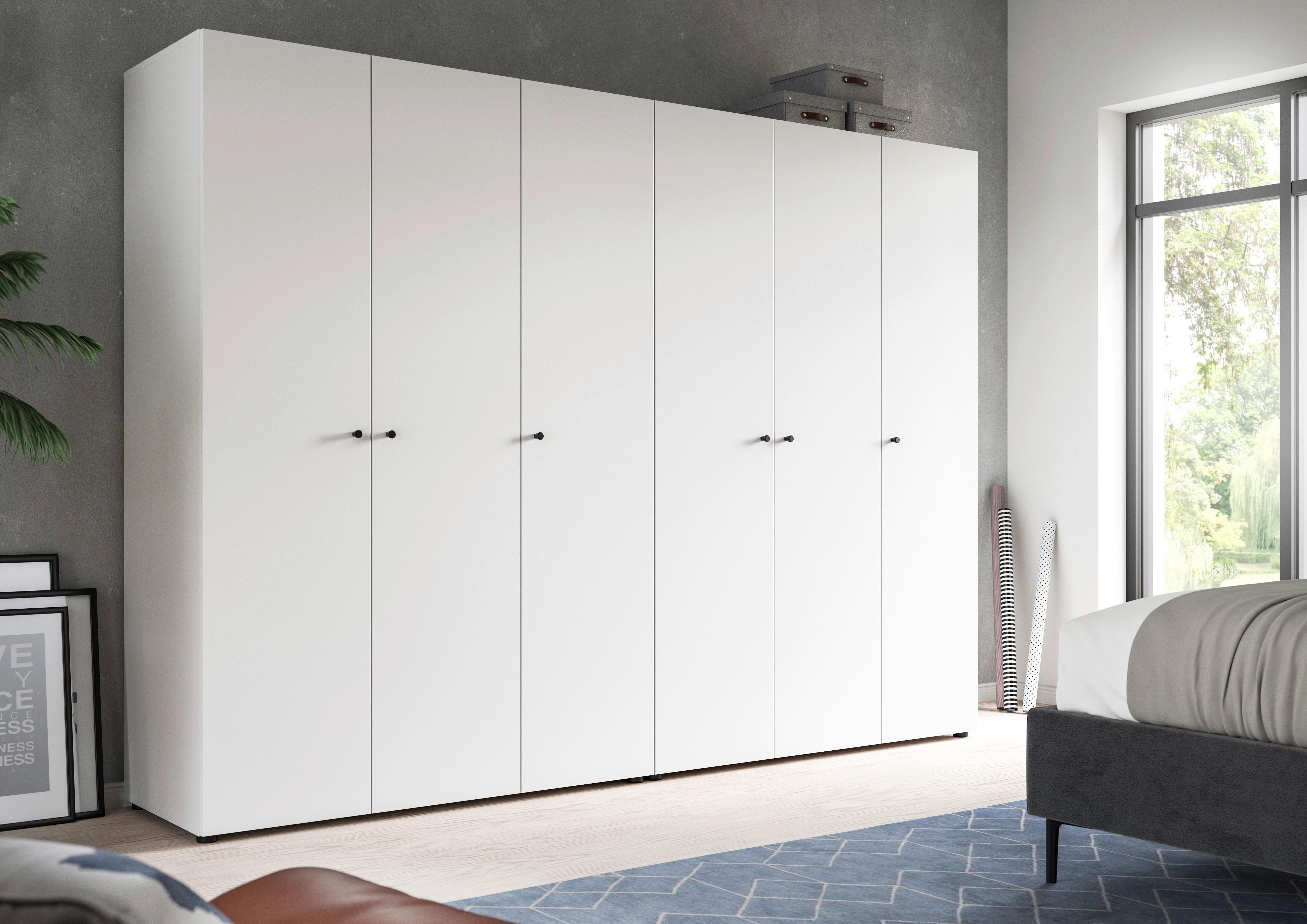 Drehtürenschrank DARWIN ca.240x176x51cm Weiß Holzwerkstoff MID.YOU Möbel > Schränke > Kleiderschränke > Drehtürenschränke Weiß