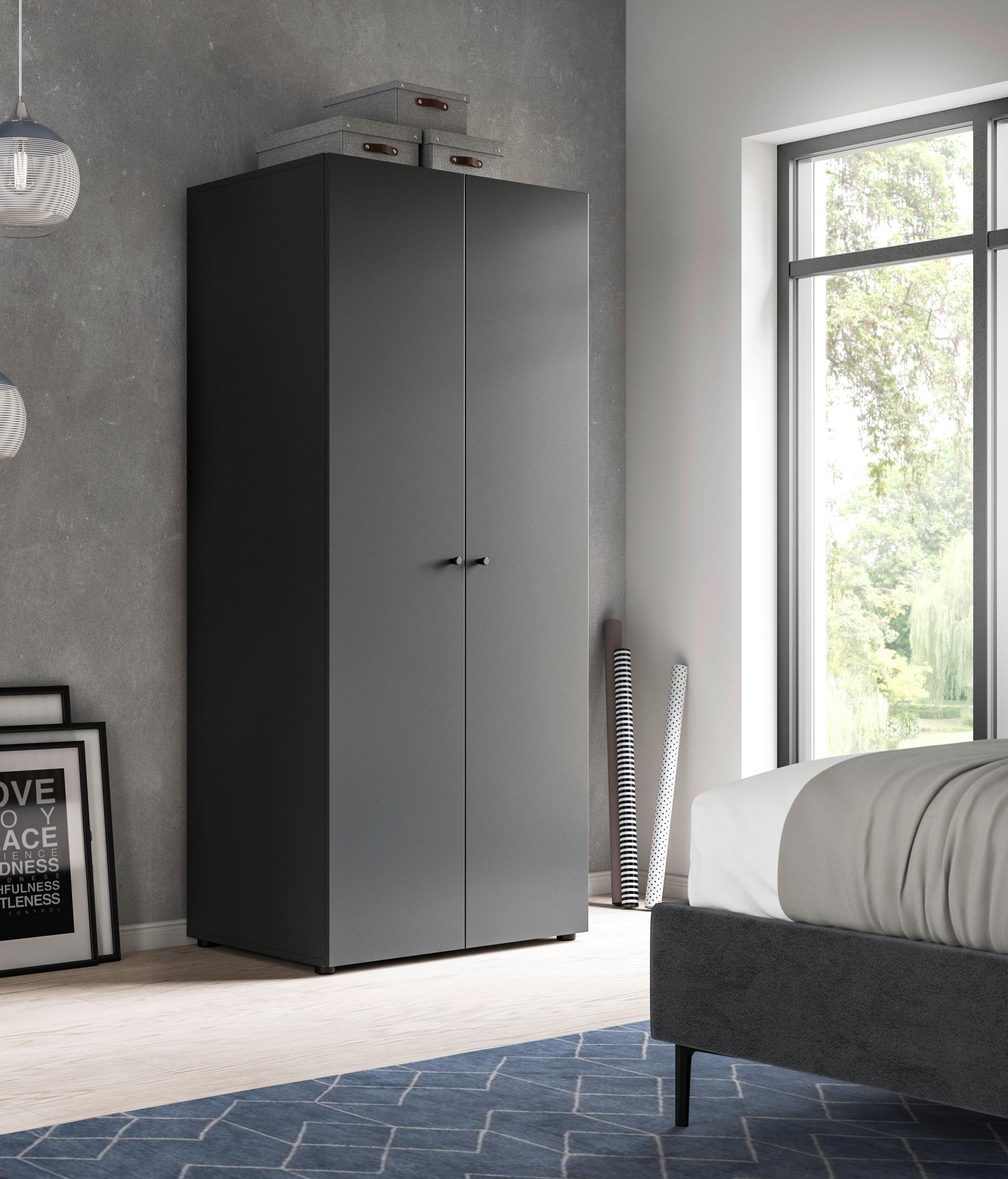 Drehtürenschrank DARWIN ca.80x176x51cm Anthrazit Holzwerkstoff MID.YOU Möbel > Schränke > Kleiderschränke > Drehtürenschränke Anthrazit