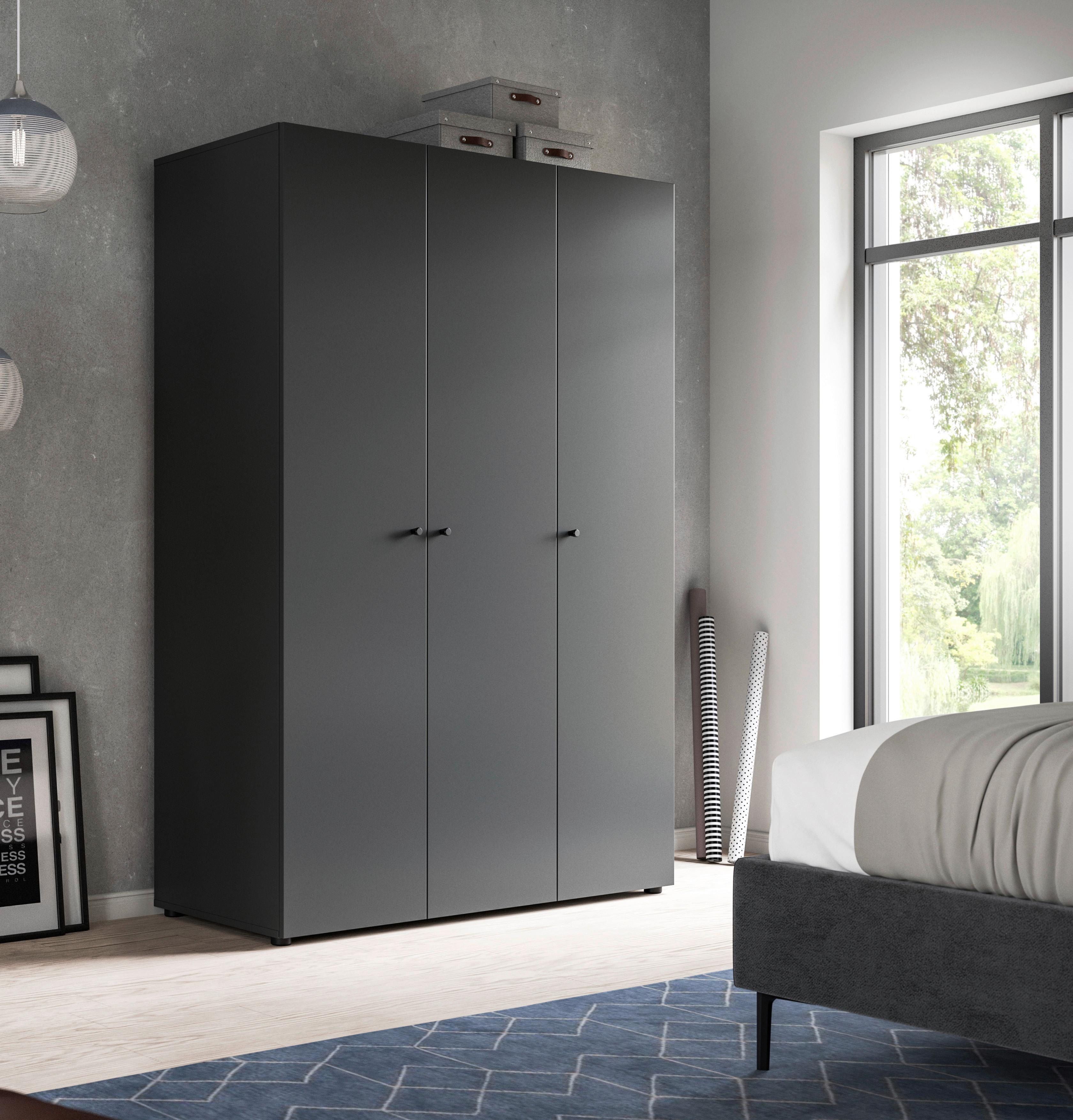 Drehtürenschrank DARWIN ca.120x176x51cm Anthrazit Holzwerkstoff MID.YOU Möbel > Schränke > Kleiderschränke > Drehtürenschränke Anthrazit