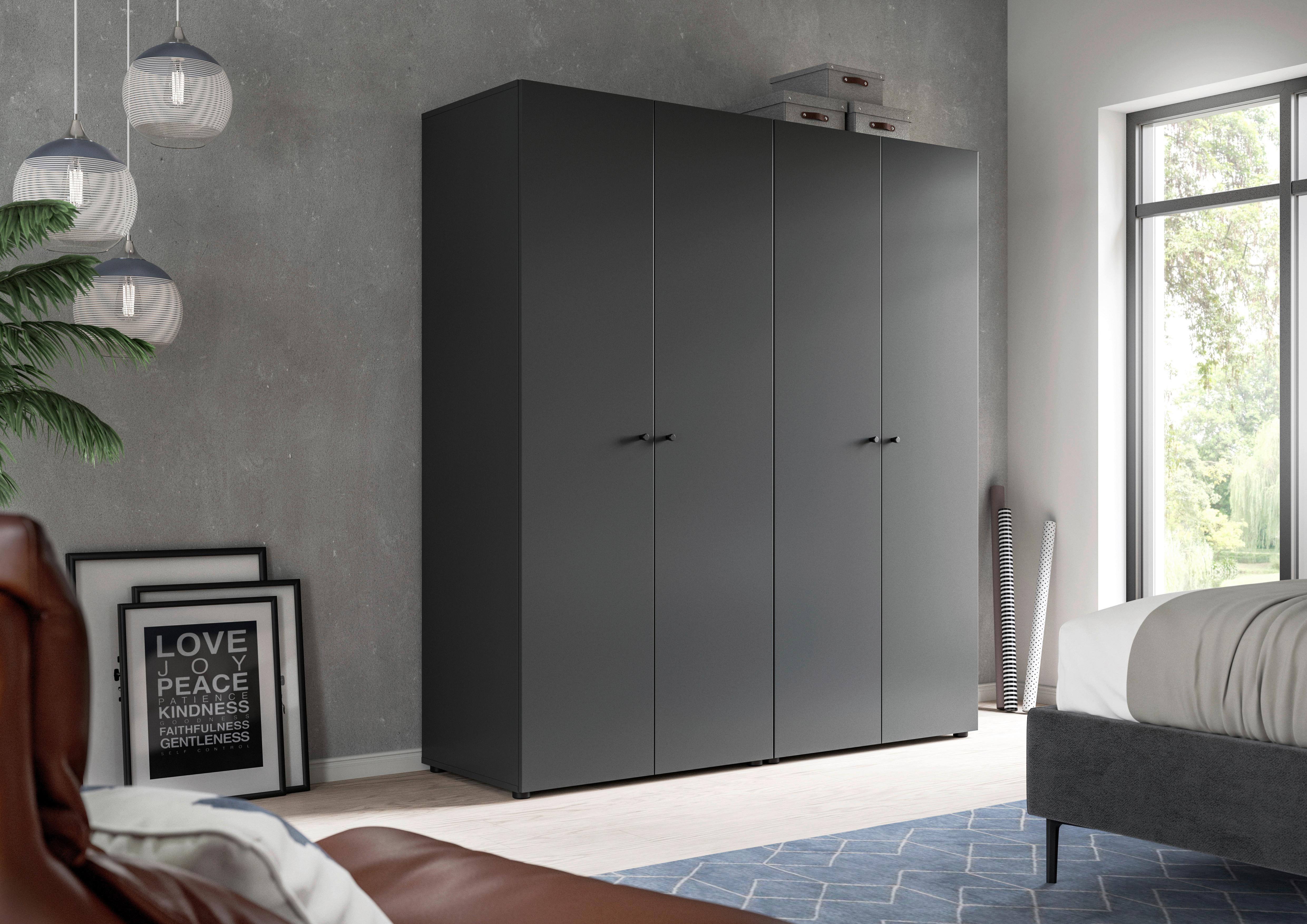 Drehtürenschrank DARWIN ca.160x176x51cm Anthrazit Holzwerkstoff MID.YOU Möbel > Schränke > Kleiderschränke > Drehtürenschränke Anthrazit