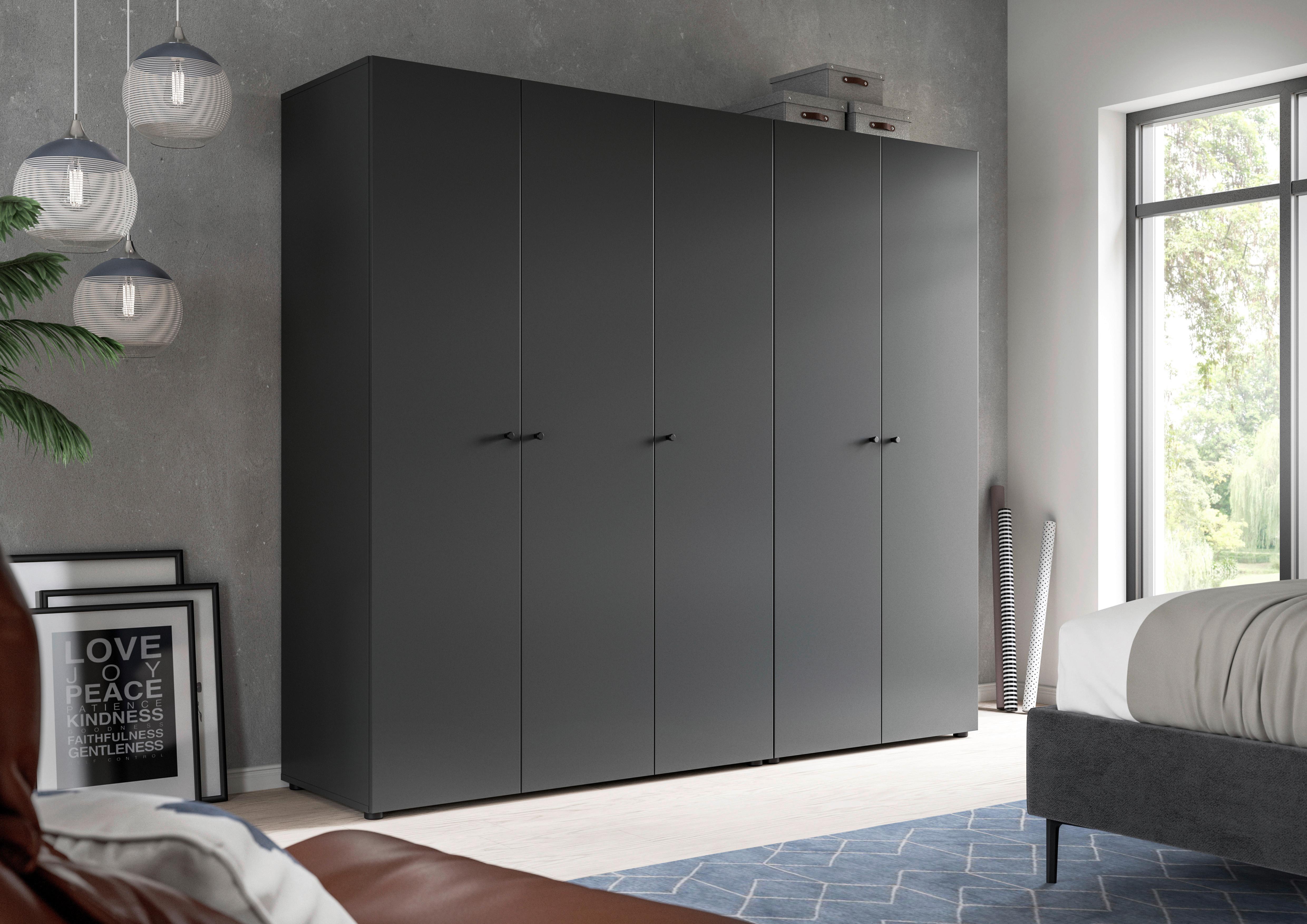 Drehtürenschrank DARWIN ca.200x176x51cm Anthrazit Holzwerkstoff MID.YOU Möbel > Schränke > Kleiderschränke > Drehtürenschränke Anthrazit