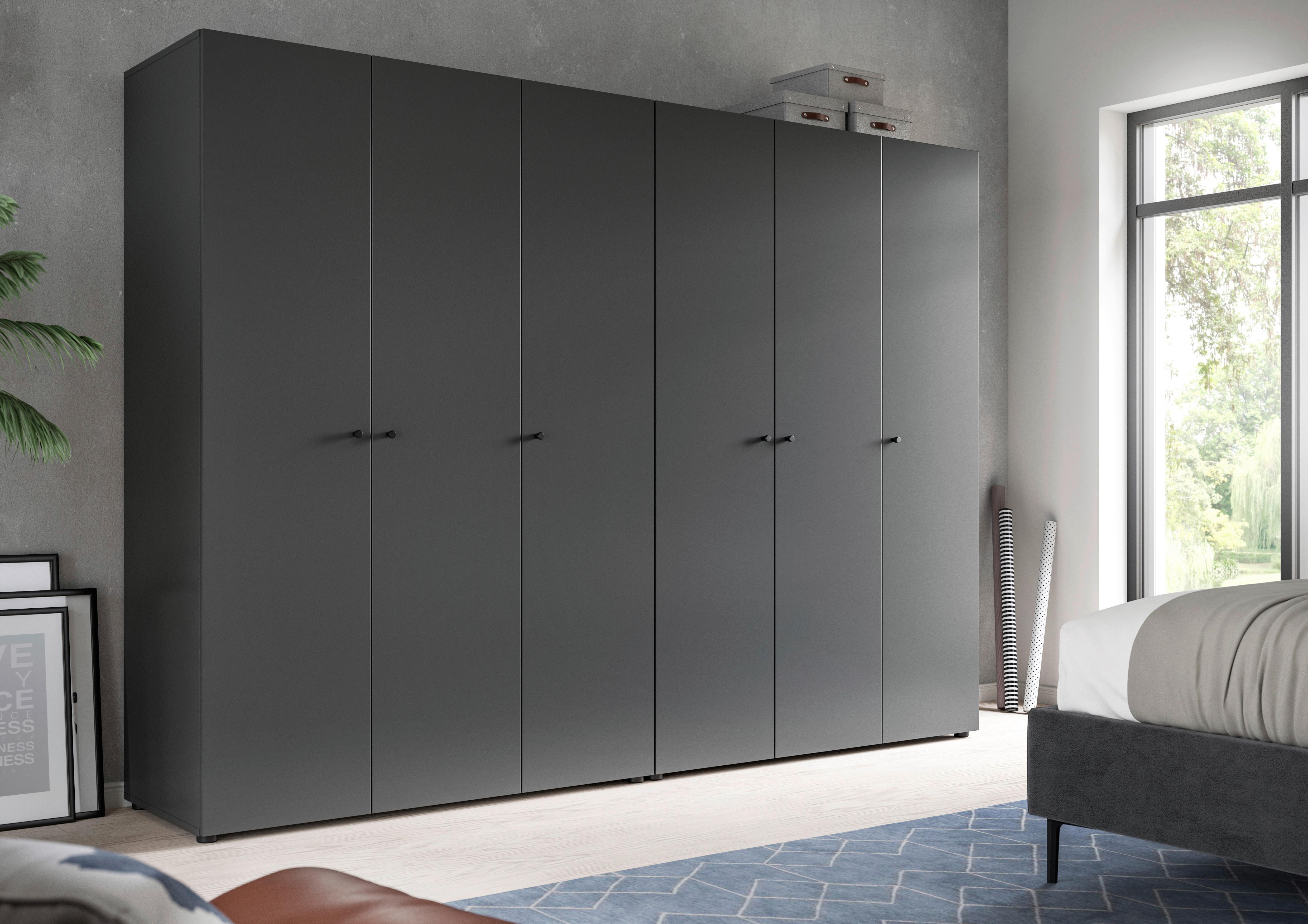 Drehtürenschrank DARWIN ca.240x176x51cm Anthrazit Holzwerkstoff MID.YOU Möbel > Schränke > Kleiderschränke > Drehtürenschränke Anthrazit