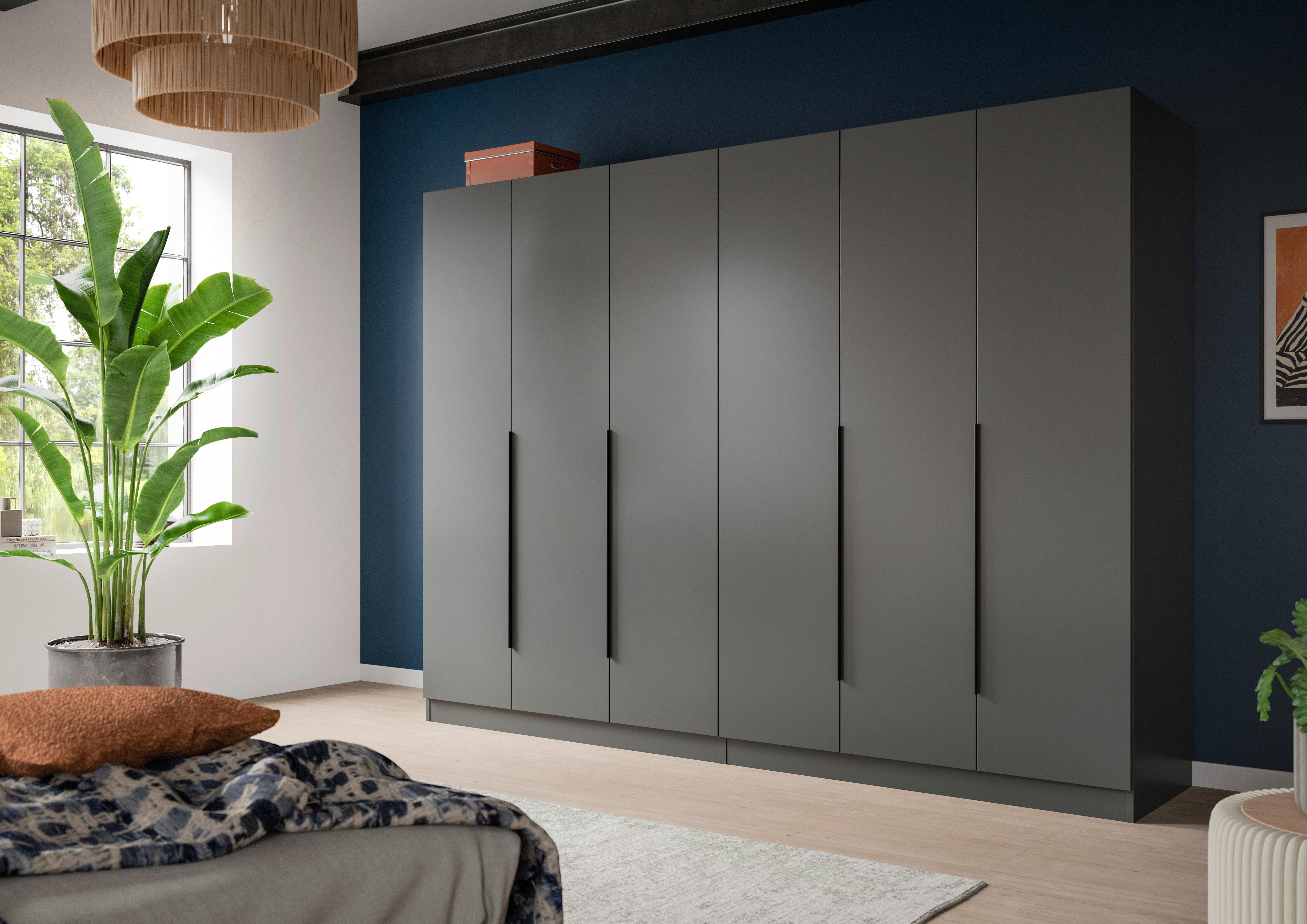 Drehtürenschrank KOPENHAGEN ca.240x181x52cm Anthrazit Holzwerkstoff MID.YOU Möbel > Schränke > Kleiderschränke > Drehtürenschränke Anthrazit
