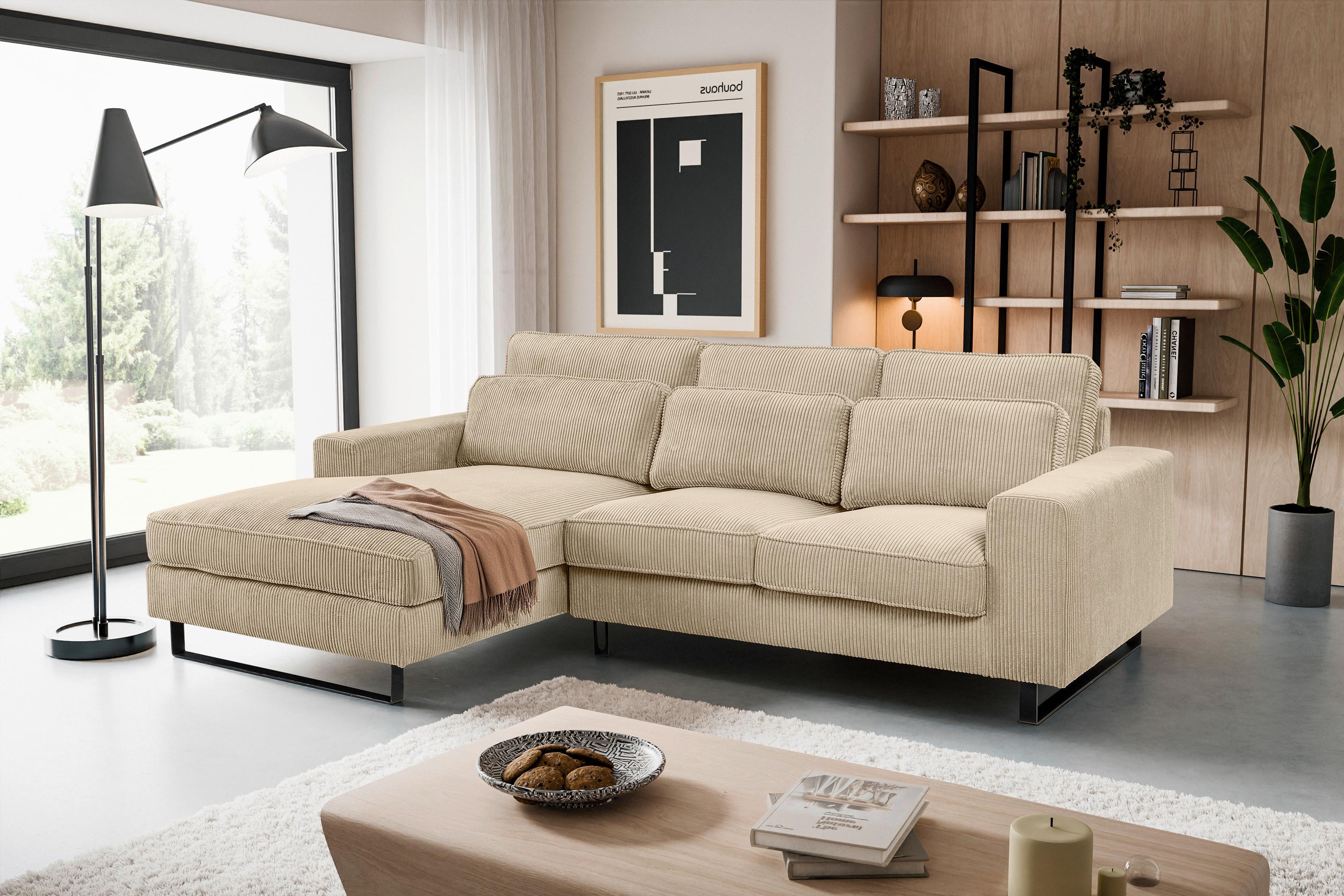 Ecksofa Bolivia Beige Cord Textil MID.YOU Möbel > Sofas & Couches > Wohnlandschaften > Ecksofas > XXL Ecksofas Beige