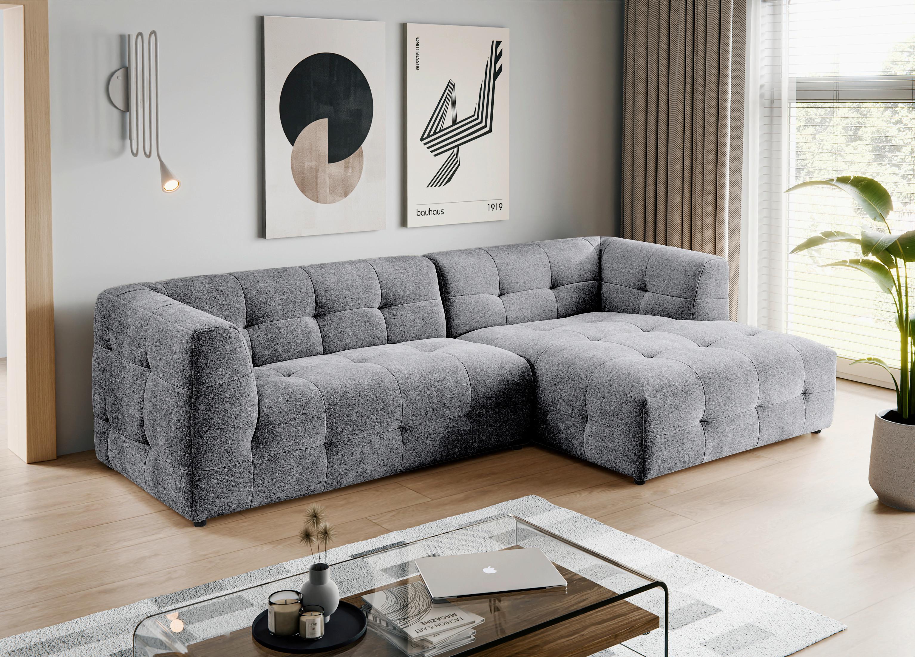 Ecksofa Tenso Grau Textil MID.YOU Möbel > Sofas & Couches > Wohnlandschaften > Ecksofas > XXL Ecksofas Grau