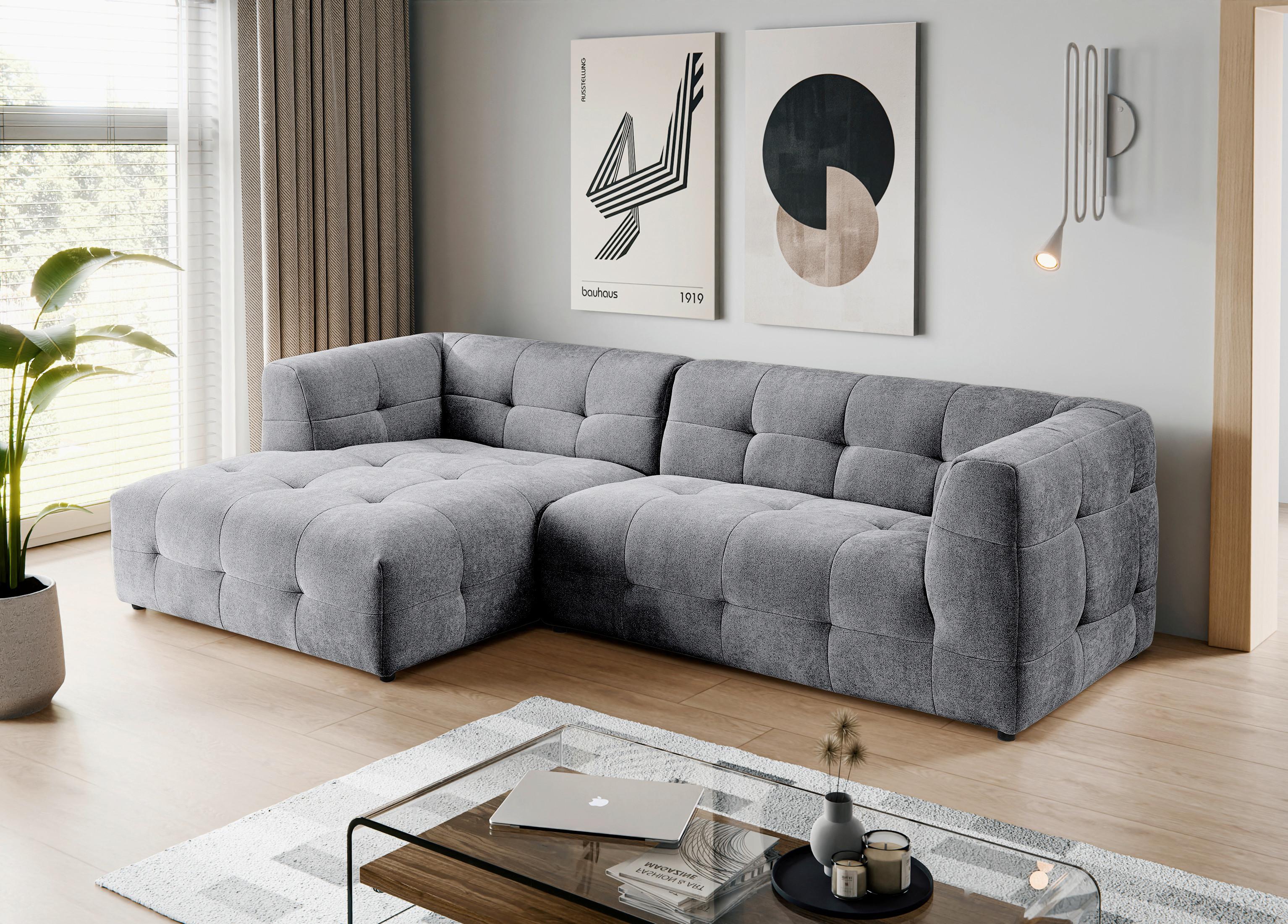 Ecksofa Tenso Grau Textil MID.YOU Möbel > Sofas & Couches > Wohnlandschaften > Ecksofas > XXL Ecksofas Grau