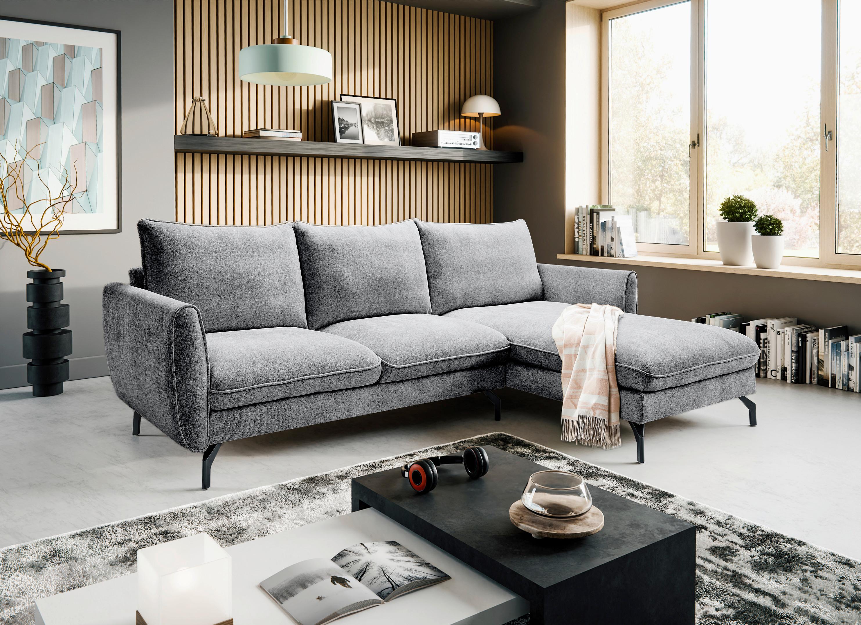 Ecksofa Toronto Grau Textil MID.YOU Möbel > Sofas & Couches > Wohnlandschaften > Ecksofas > XXL Ecksofas Grau