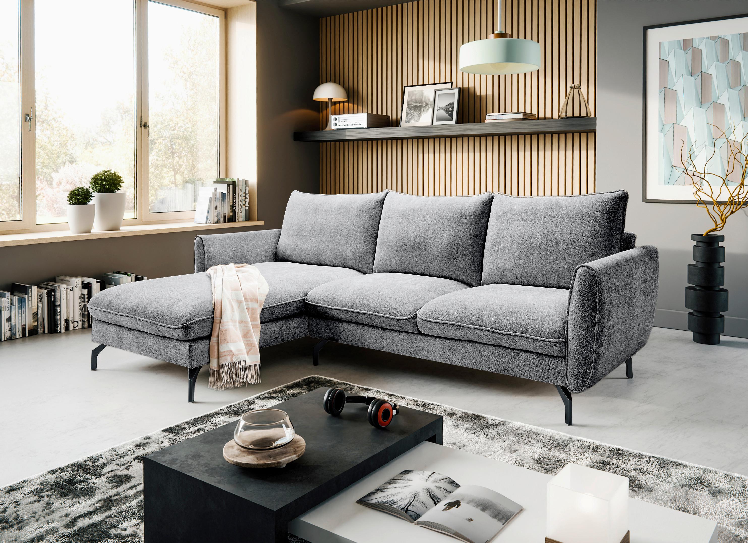 Ecksofa Toronto Grau Textil MID.YOU Möbel > Sofas & Couches > Wohnlandschaften > Ecksofas > XXL Ecksofas Grau