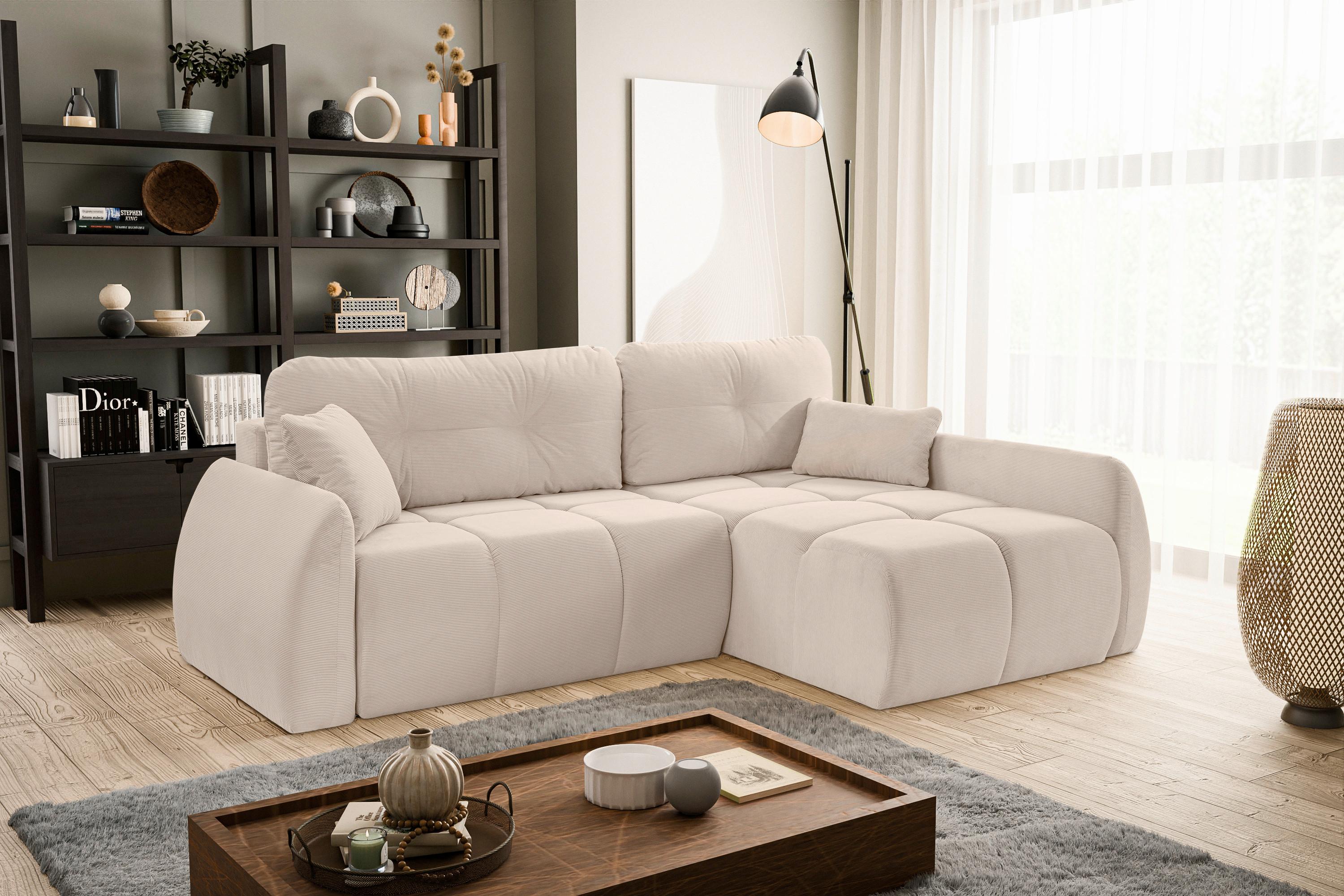 Ecksofa Sancho Long Beige Textil MID.YOU Möbel > Sofas & Couches > Wohnlandschaften > Ecksofas > Eckschlafsofas Beige