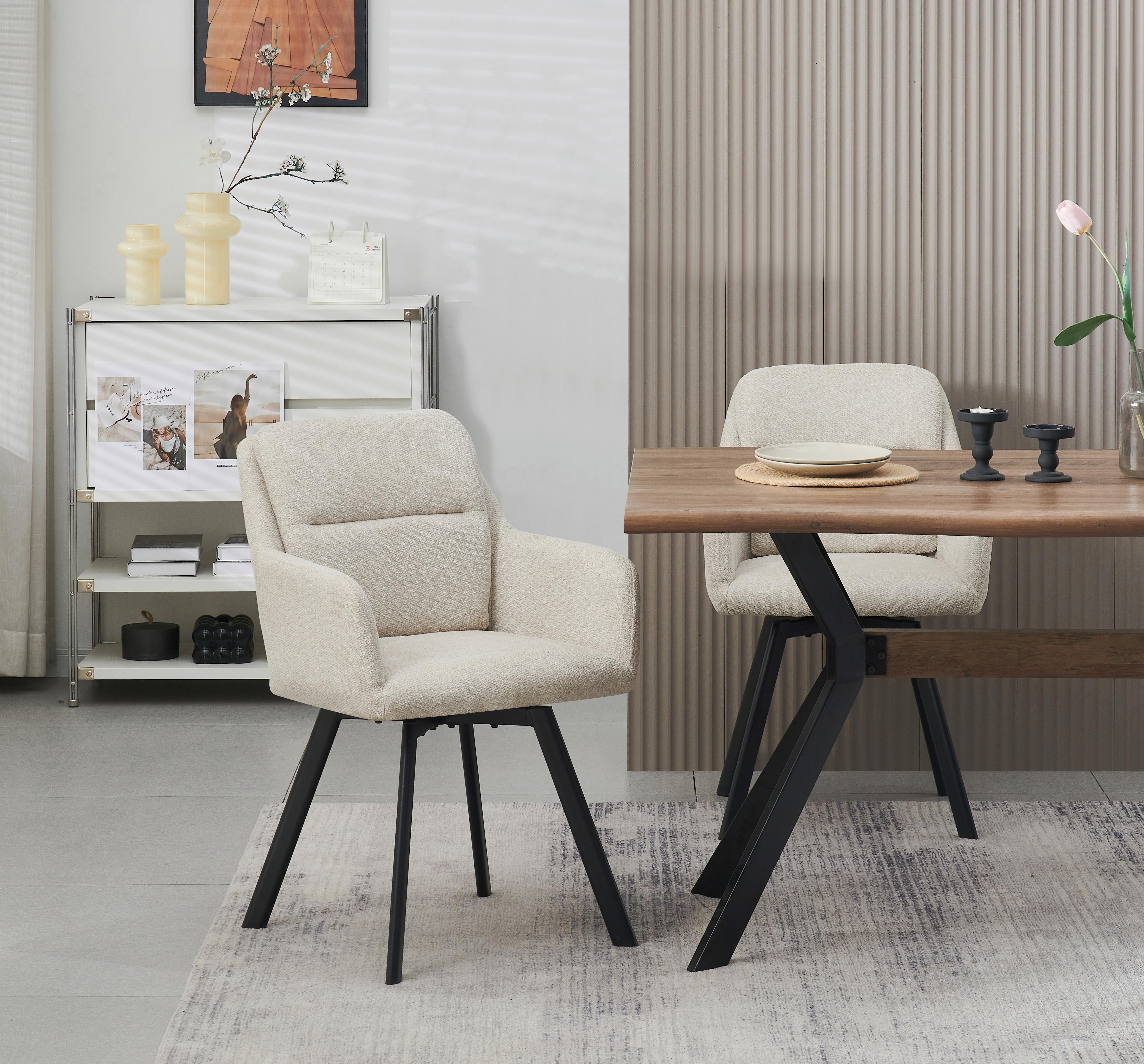 Suhl-Set SOPHIE 2 Stück Creme Sitzfläche 360° drehbar Textil MID.YOU Möbel > Stühle > Stuhl-Sets > Esszimmerstühle Sets Weiß