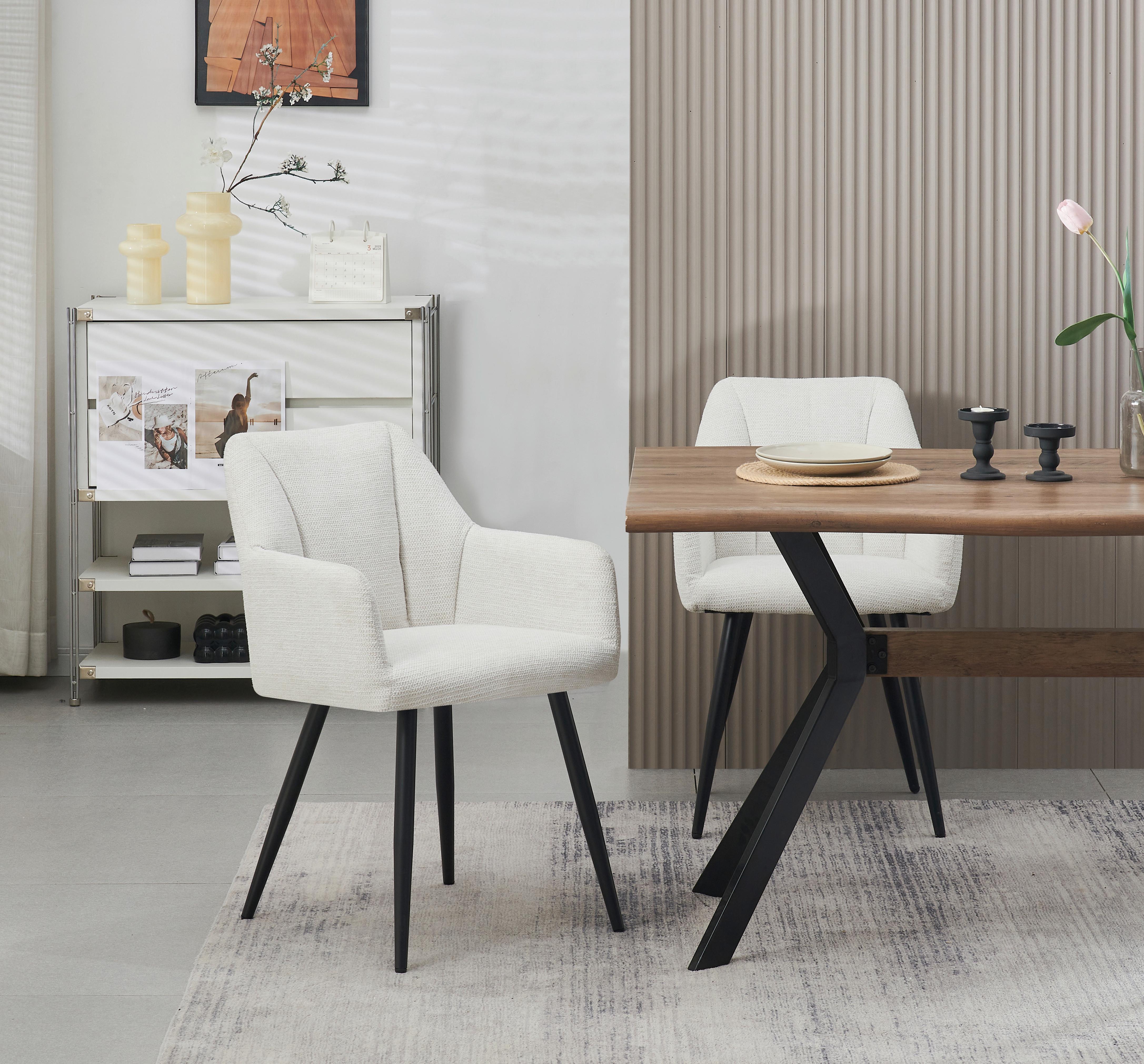 Stuhl-Set BELLA 2 Stück Creme Textil MID.YOU Möbel > Stühle > Stuhl-Sets > Esszimmerstühle Sets Weiß