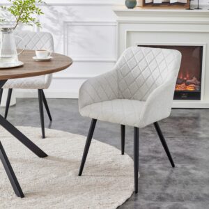 Stuhl-Set LEA 2 Stück Creme Webstoff Textil MID.YOU Möbel > Stühle > Stuhl-Sets > Esszimmerstühle Sets Weiß
