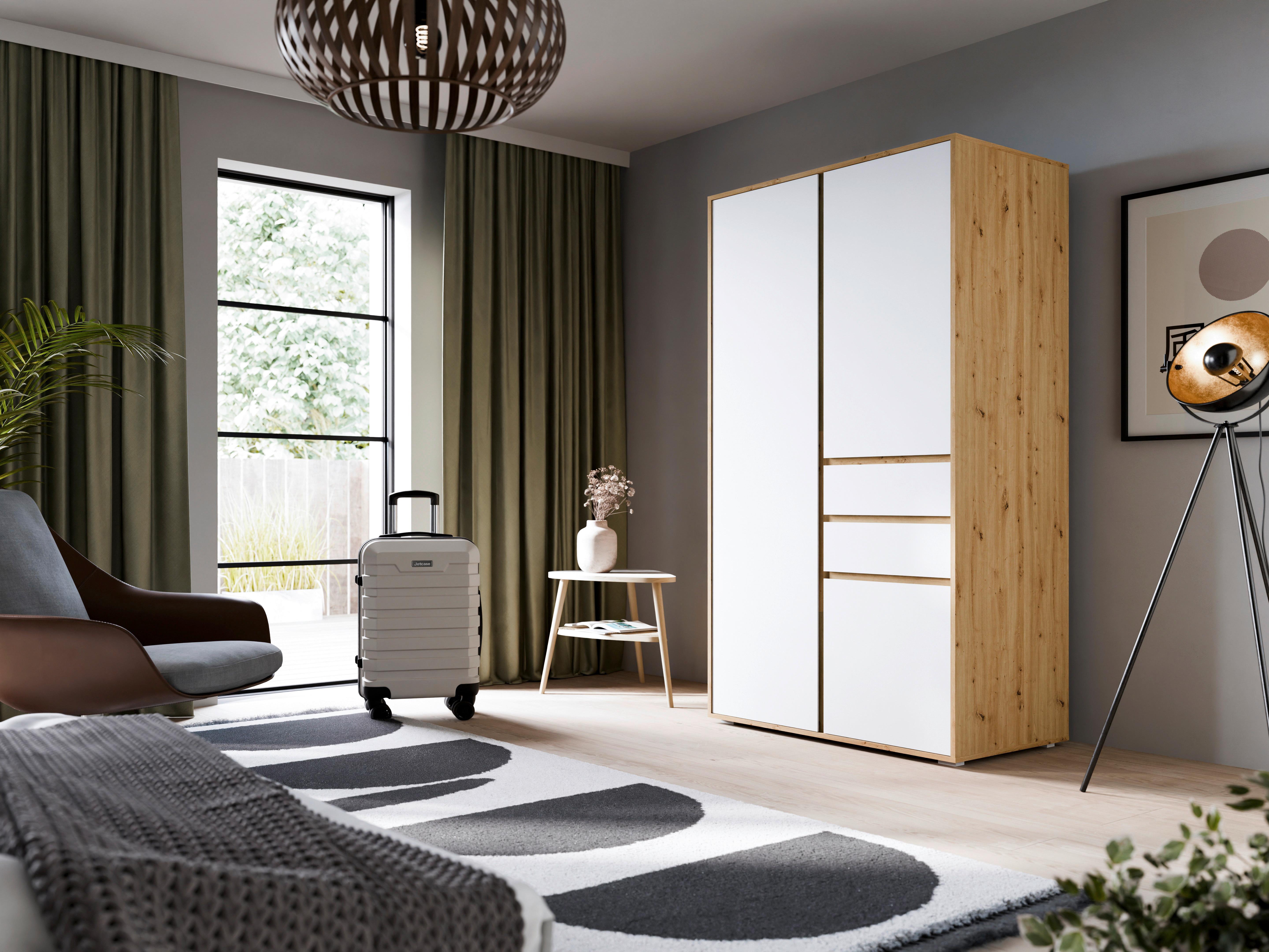Drehtürenschrank Falun Weiß/Eiche Artisan Holzwerkstoff Livetastic Möbel > Schränke > Kleiderschränke > Drehtürenschränke Weiß