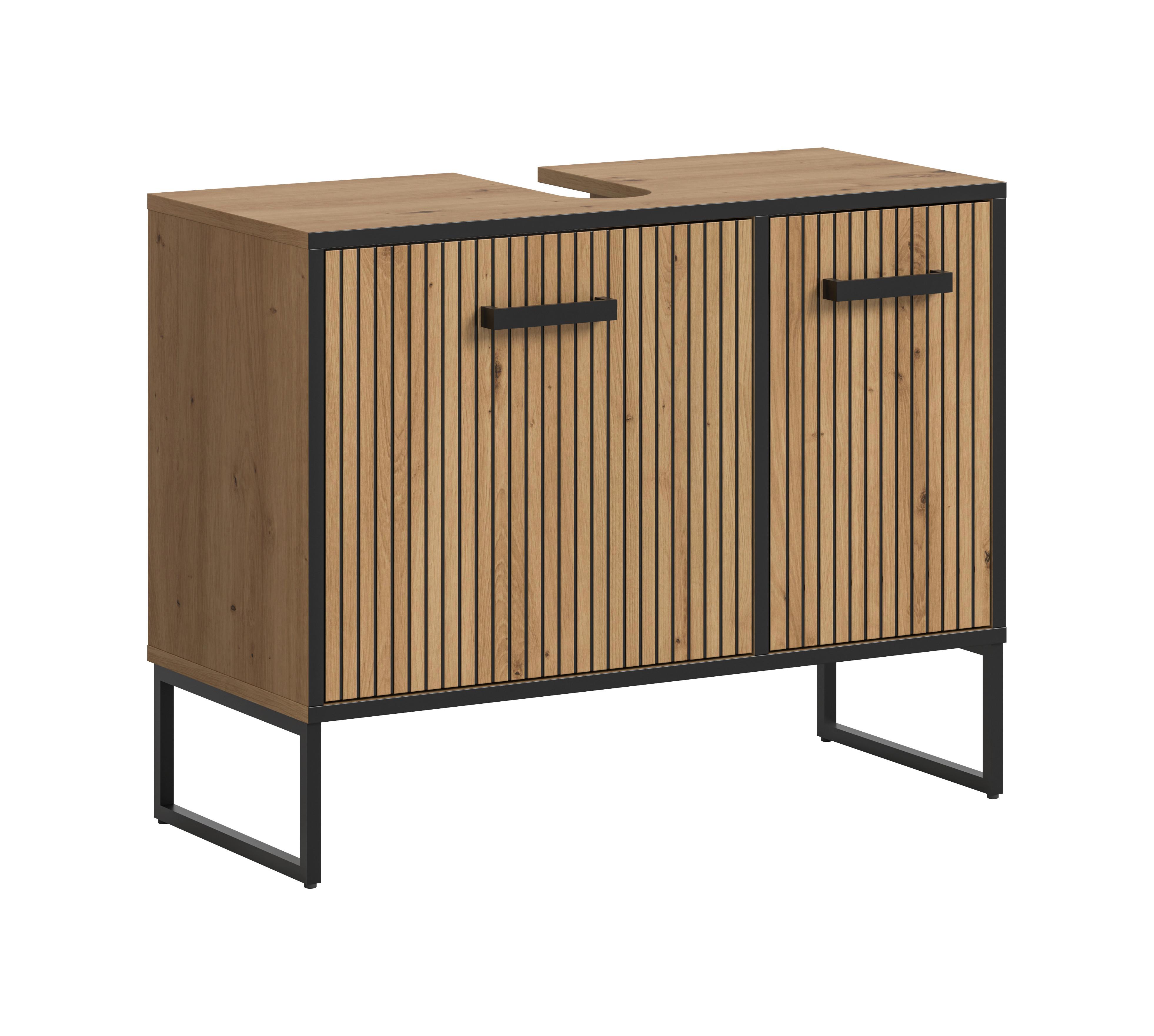 wohnli-moebel-suche-001849027102 Wohnli Möbelsuche - Waschbeckenunterschrank Bagno Eiche Artisan/Schwarz