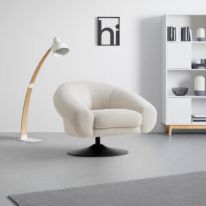 Designsessel Lugo drehbar Weiß/Beige Textil Premium Living Möbel > Sessel > Polstersessel Weiß