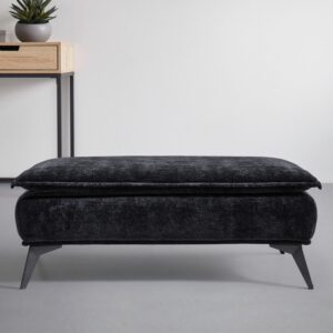 Hocker Ottawa Schwarz Strukturstoff Textil Premium Living Wohnzimmermöbel Schwarz