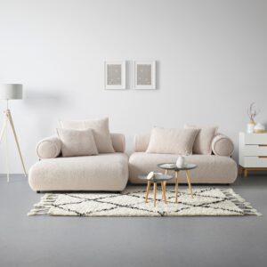 Wohnlandschaft Casimir Creme Textil Premium Living Möbel > Sofas & Couches > Wohnlandschaften Weiß