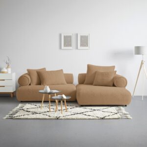 Wohnlandschaft Casimir Beige Textil Premium Living Wohnzimmermöbel Beige