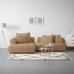 Wohnlandschaft Casimir Beige Textil Premium Living Wohnzimmermöbel Beige