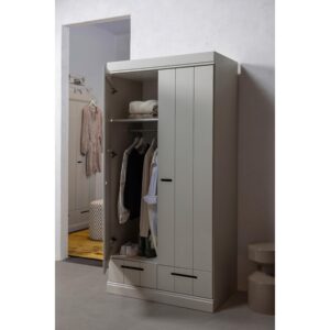 Drehtürenschrank Connect Grau Holz MID.YOU Möbel > Schränke > Kleiderschränke > Drehtürenschränke Grau