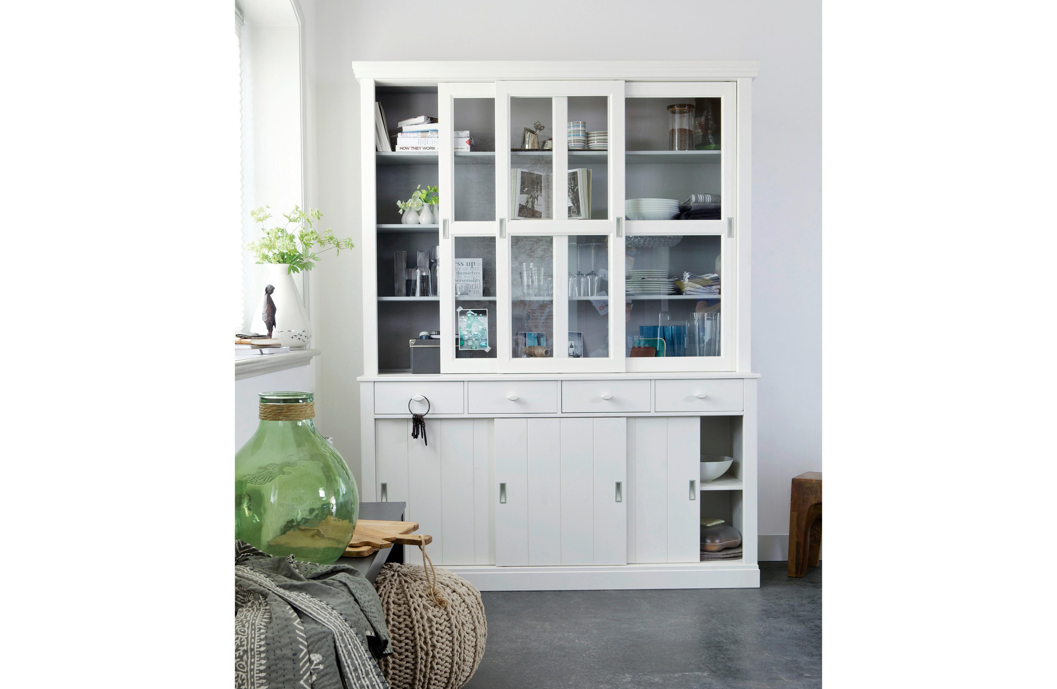 Vitrine Lagos Weiß Holz, Glas Livetastic Möbel > Schränke > Vitrinen Weiß