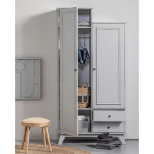 Drehtürenschrank Lily Grau Holz MID.YOU Möbel > Schränke > Kleiderschränke > Drehtürenschränke Grau