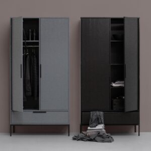 Drehtürenschrank Adam Schwarz B: 100cm Holz MID.YOU Möbel > Schränke > Kleiderschränke > Drehtürenschränke Schwarz