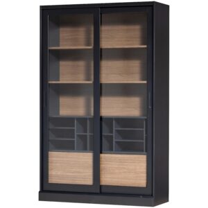 wohnli-moebel-suche-001883028502 Wohnli Möbelsuche - Vitrine James Schwarz/Walnussfarben B: 125cm