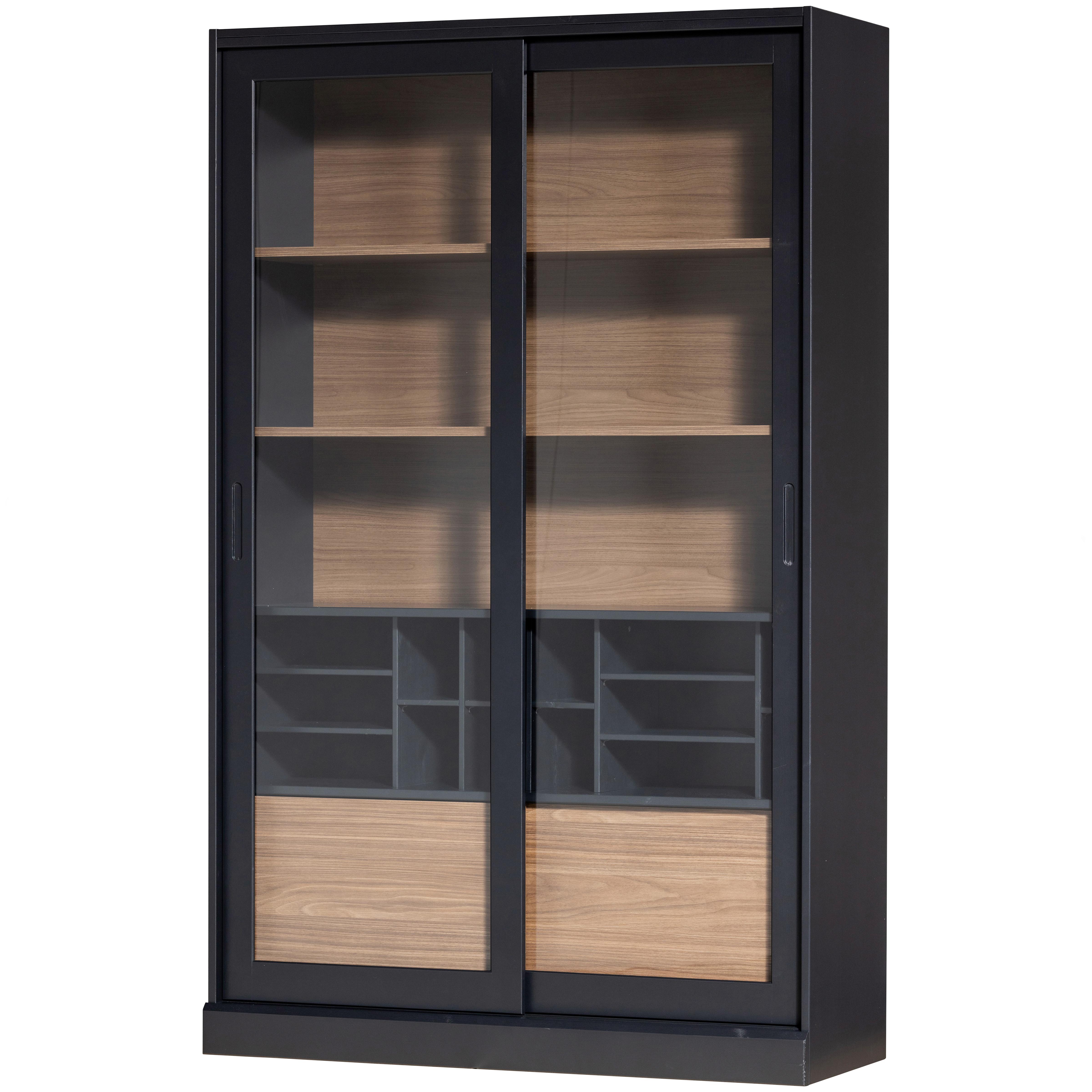 wohnli-moebel-suche-001883028502 Wohnli Möbelsuche - Vitrine James Schwarz/Walnussfarben B: 125cm