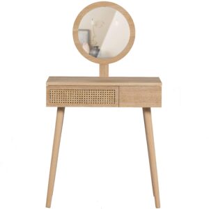 Schminktisch Soof Naturfarben L: 70cm Holz, Glas Livetastic Möbel > Tische > Schminktische Braun