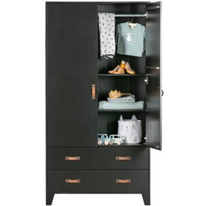 Drehtürenschrank Dian Schwarz Holz MID.YOU Möbel > Schränke > Kleiderschränke > Drehtürenschränke Schwarz