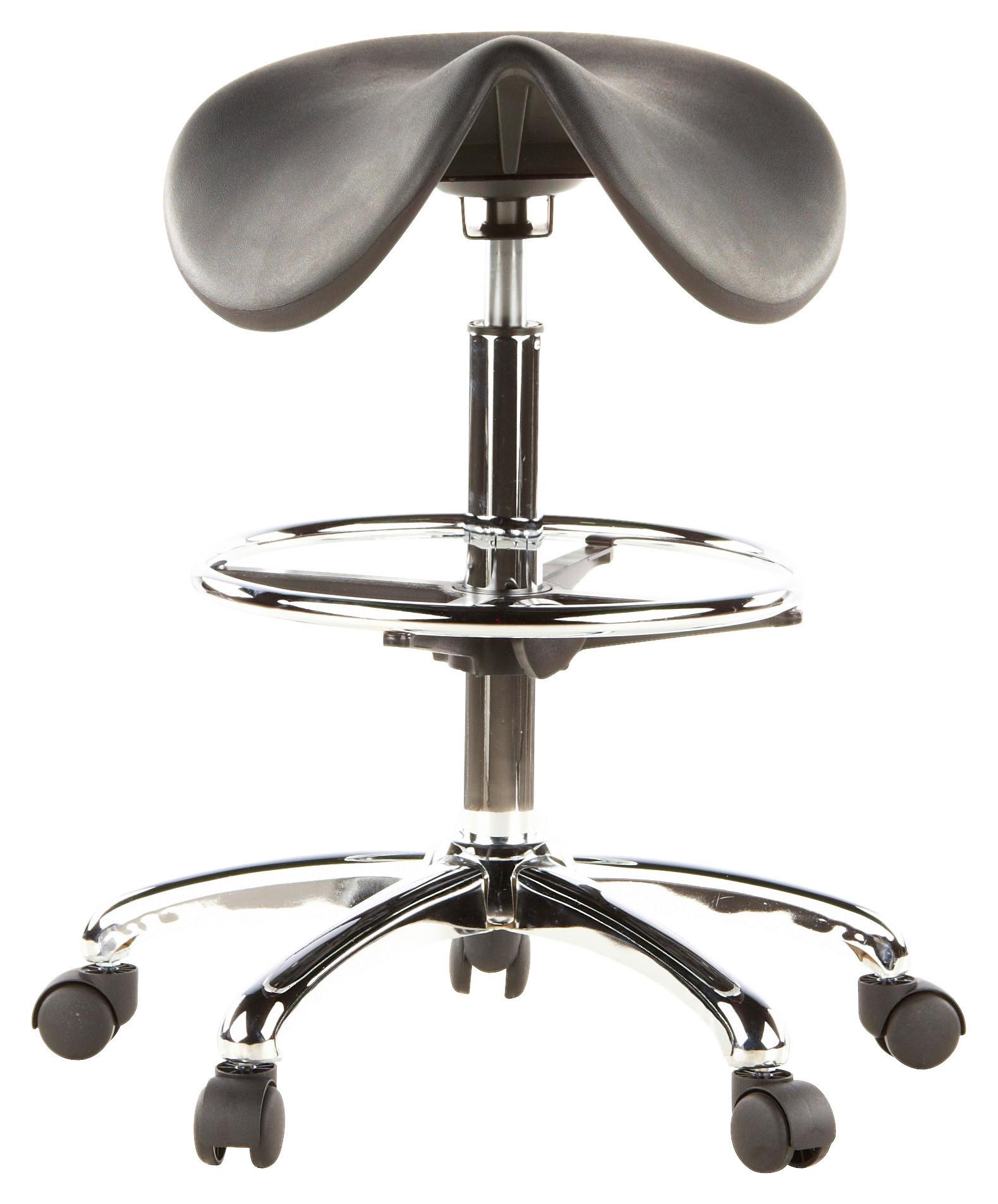 Bürohocker Top Work 13 Schwarz/Chromfarben Metall, Kunststoff MID.YOU Möbel > Sessel > Hocker Schwarz