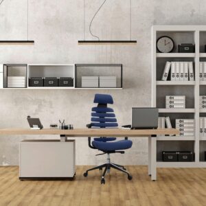 Drehstuhl Ergo Line II Pro Blau/Schwarz ca. 65x131x53cm Textil, Kunststoff MID.YOU Möbel > Stühle > Bürostühle > Bürostühle ergonomisch Schwarz
