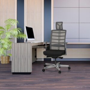 Drehstuhl Skarif Grau/Schwarz Kunststoff, Textil MID.YOU Möbel > Stühle > Bürostühle > Bürostühle ergonomisch Grau