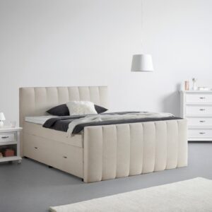 Boxspringbett Malaga Beige ca. 160x200cm Textil Premium Living Möbel > Betten > Boxspringbetten Beige