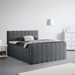wohnli-moebel-suche-001933000306-1 Boxspringbett Malaga Dunkelgrau ca. 160x200cm Holz, Textil, Holzwerkstoff Premium Living Möbel > Betten > Boxspringbetten Grau