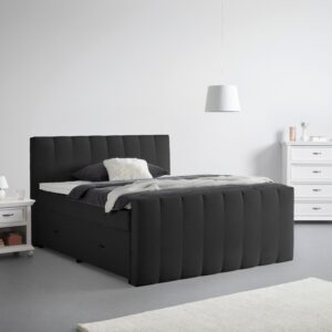 wohnli-moebel-suche-001933000310-1 Boxspringbett Malaga Schwarz ca. 160x200cm Textil Premium Living Möbel > Betten > Boxspringbetten Schwarz