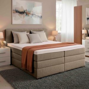 Boxspringbett Malaga ohne Fußteil Braun ca. 180x200cm Textil, Holzwerkstoff Premium Living Möbel > Betten > Doppelbetten Braun
