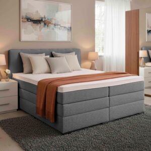wohnli-moebel-suche-001933000316-1 Boxspringbett Malaga ohne Fußteil Grau ca. 160x200cm Holz, Textil, Holzwerkstoff Premium Living Möbel > Betten > Boxspringbetten Grau