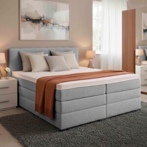 wohnli-moebel-suche-001933000318-1 Boxspringbett Malaga ohne Fußteil Grau ca. 160x200cm Holz, Textil, Holzwerkstoff Premium Living Möbel > Betten > Boxspringbetten Grau
