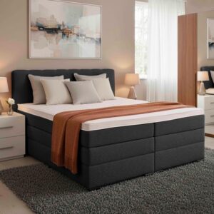 Boxspringbett Malaga ohne Fußteil Schwarz ca. 180x200cm Textil, Holzwerkstoff Premium Living Möbel > Betten > Doppelbetten Schwarz