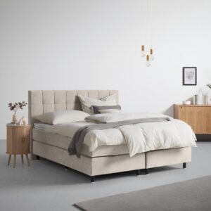 Boxspringbett Primo Taupe ca. 180x200cm Holzwerkstoff Premium Living Möbel > Betten > Doppelbetten Taupe