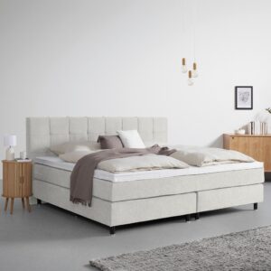 wohnli-moebel-suche-001933005018-1 Boxspringbett Primo Hellgrau ca. 220x200cm Holz, Textil, Holzwerkstoff Premium Living Möbel > Betten > Boxspringbetten Grau