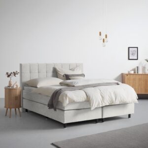 wohnli-moebel-suche-001933005020-1 Boxspringbett Primo Hellgrau ca. 160x200cm Holz, Textil, Holzwerkstoff Premium Living Möbel > Betten > Boxspringbetten Grau